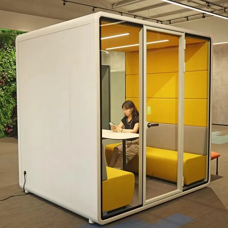 Modern Design Acoustic Office Meeting Pods Soundproof Phone Booth Cabin For 4 Pax With Optional Color