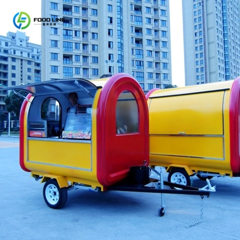 

Small Vintage Carnival Food Trailer Fruit Cart Fast Food Truck Trailer Wheat Flour Restaurante Scooter Engine Fiber Glass Street