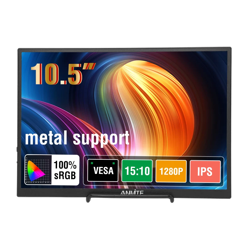 Anmite 10.5-Inch Portable Monitor 1280P HDR 15:10 Low Blue Light For XBox PS4 / 5 Switch Cell Phone PC Loptop Extension