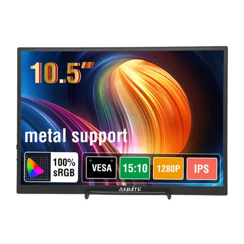 Anmite 10.5인치 휴대용 모니터 1280P HDR 15:10 저청색광 XBox PS4 / 5 스위치 휴대폰 PC 노트북 확장용