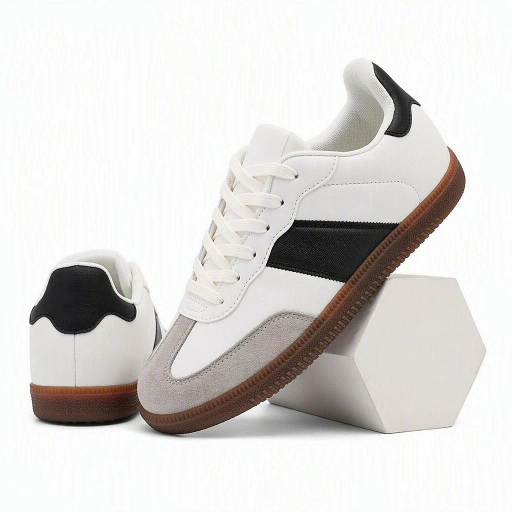 Hot Sale Unisex Casual Walking Shoes Light Blue White Color Block Suede Gum Outsole Low‑top Lace‑up Fashion Street Flat Sneakers