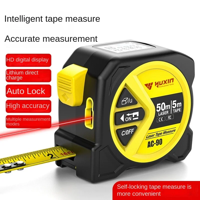 Home Renovation Dual-Function Laser Tape Measure with Infrared HD Smart Digital Display for Height and Distance Measurement