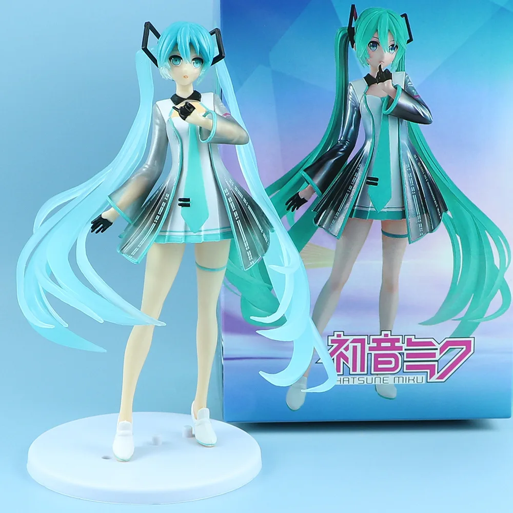 Neue Anime Hatsune Miku Virtuelle Sängerin Manga-Statue Figuren Modell Spielzeug Blaues Mädchen Kuchendekoration Spielzeug mit Box