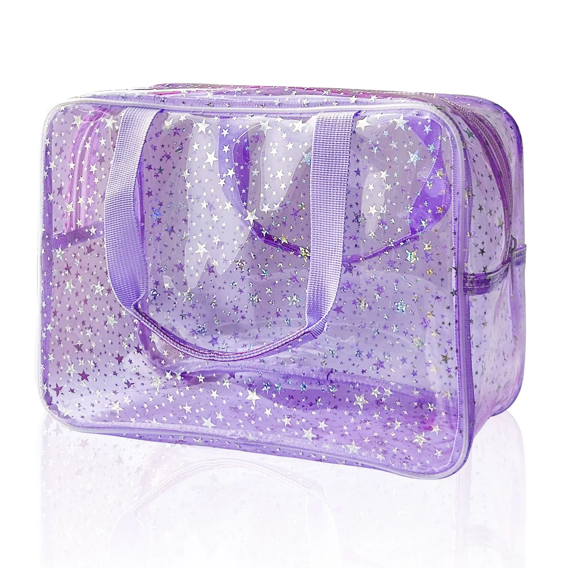 Glitter Star Transparent Storage Waterproof Wear Resistant Travel Wash Bag Large Capacity Portable Cosmetic Organizer Handbag