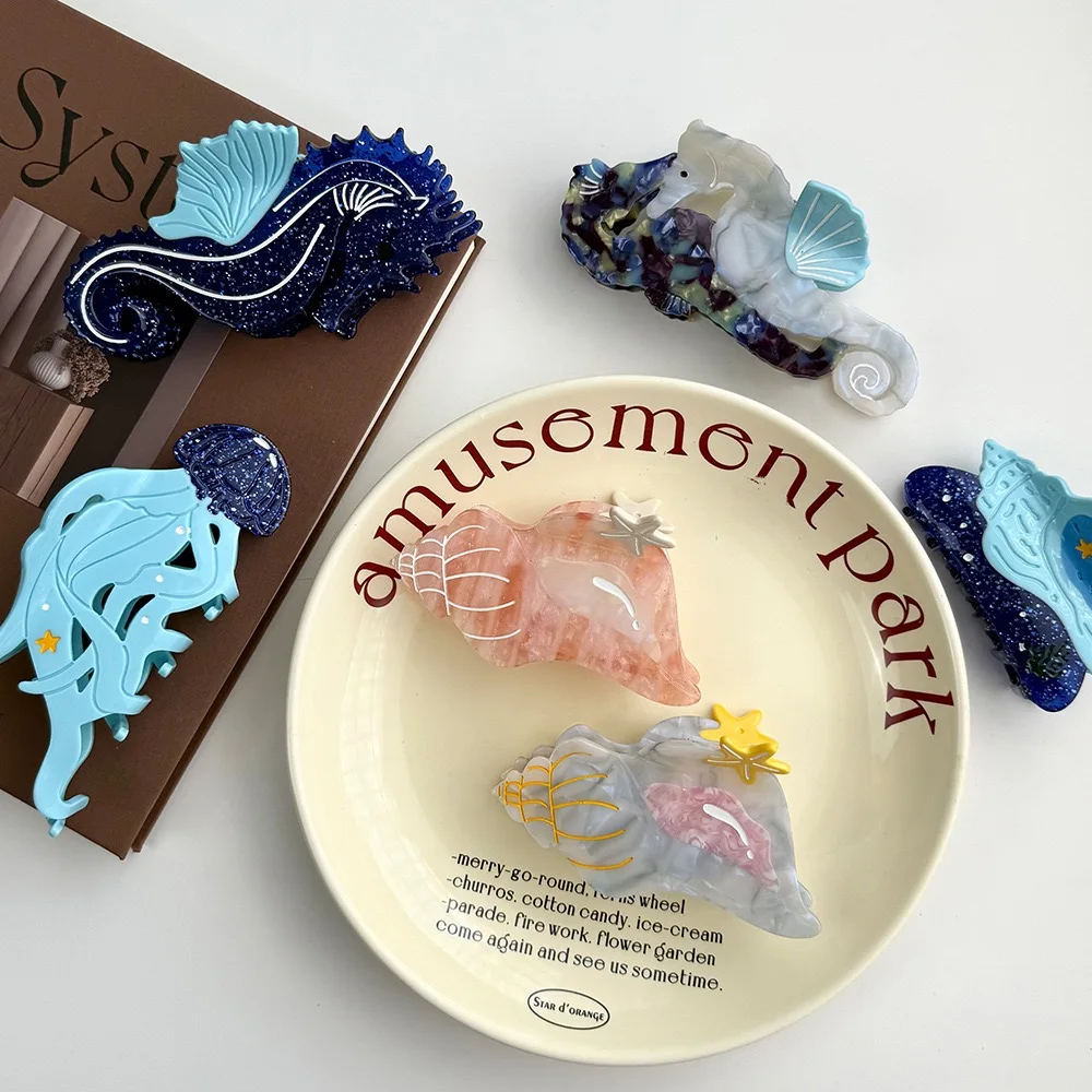 

Ocean animal claw hair clip, unique casual summer family style, made of acetate fiber, handmade