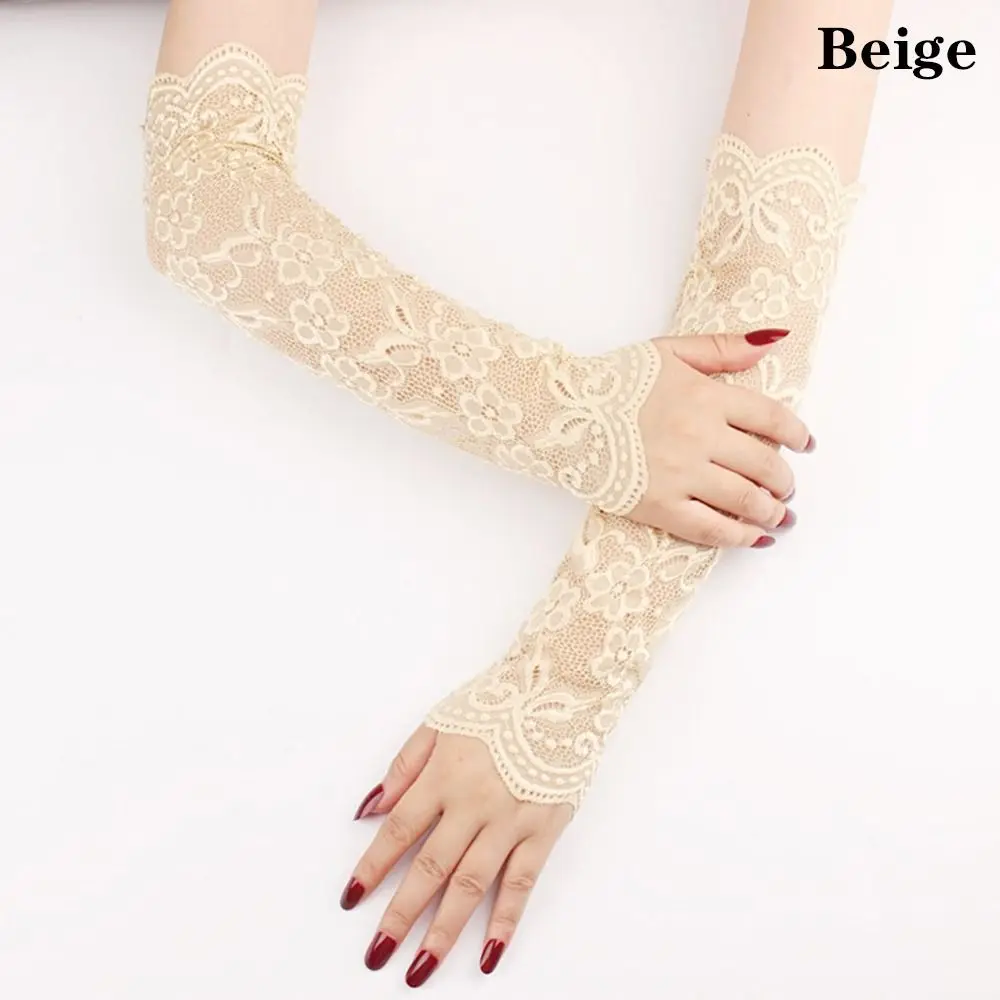 AliExpress NONE Summer Lace Thin Arm Sleeves Finger Mittens Fingerless Gloves Cycling Gloves