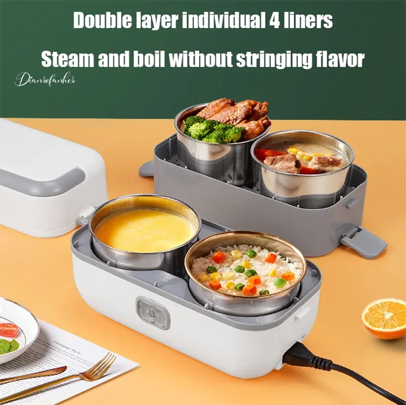 Electric Heating Lunch Box Electri Food Warmer Heater Rice Food Storage Container Double-layer Insulation Lunch Container