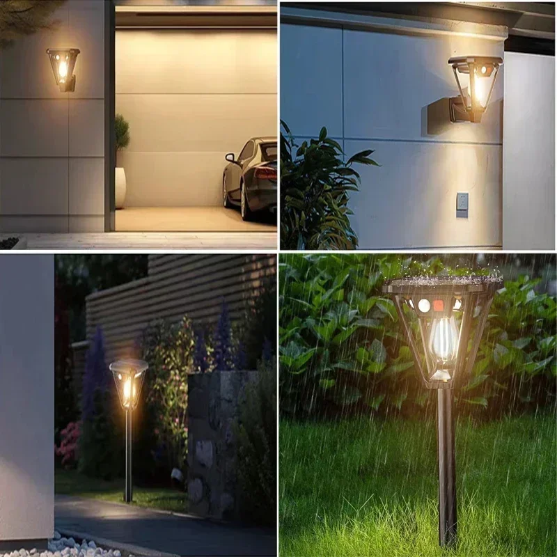 2In1 Outdoor Solar Lights Wall Lamps Lawn Light Induction Floor Lamp Waterproof