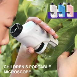 Mini kit de microscope de poche avec lumière LED, laboratoire, déterminer, batterie, microscope 62, microscope scientifique pour enfants, 60-120x