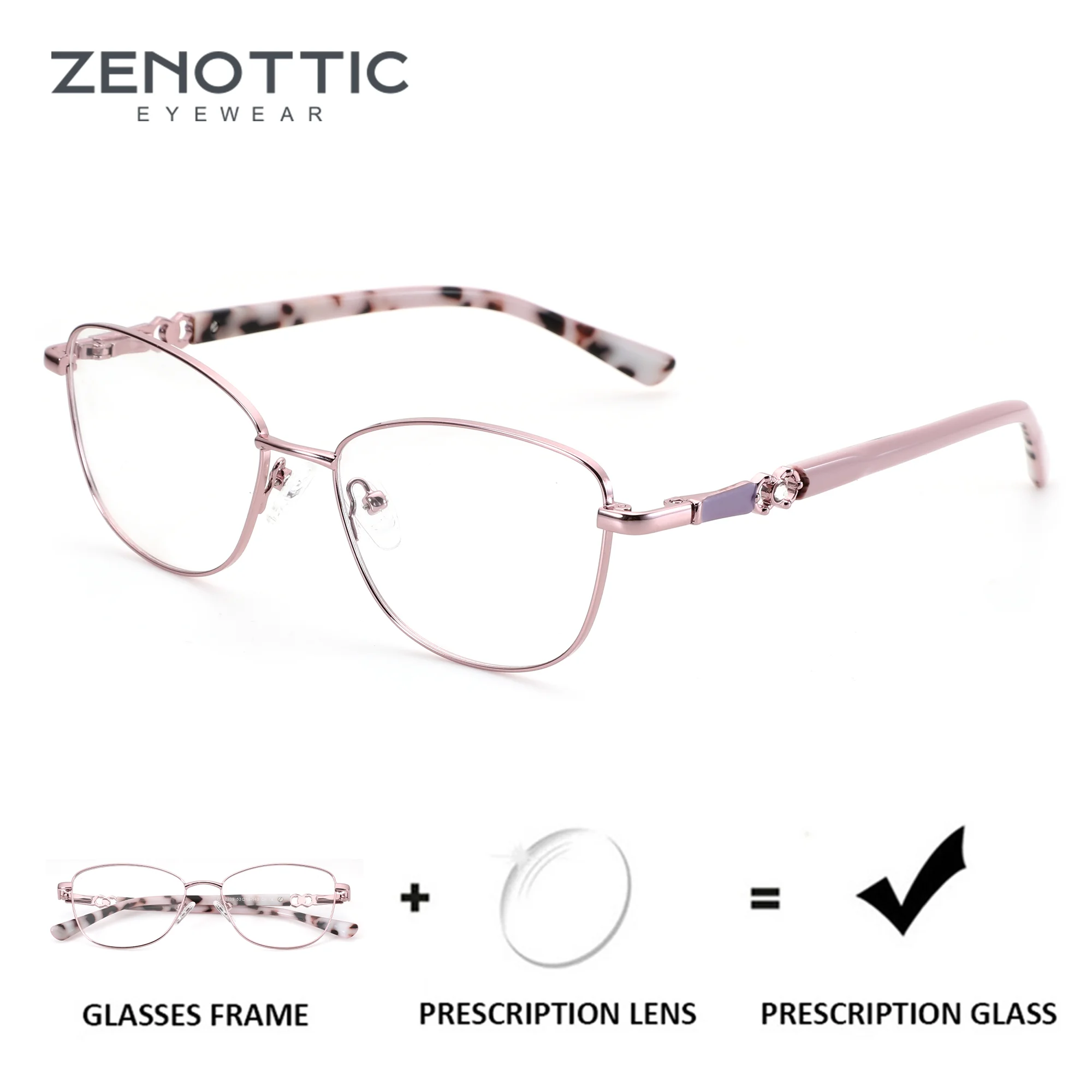 ZENOTTIC (مقاس M) نظارات طبية مخصصة لقصر النظر للنساء مربعة مضادة للضوء الأزرق نظارات بصرية فوتوكروميك
