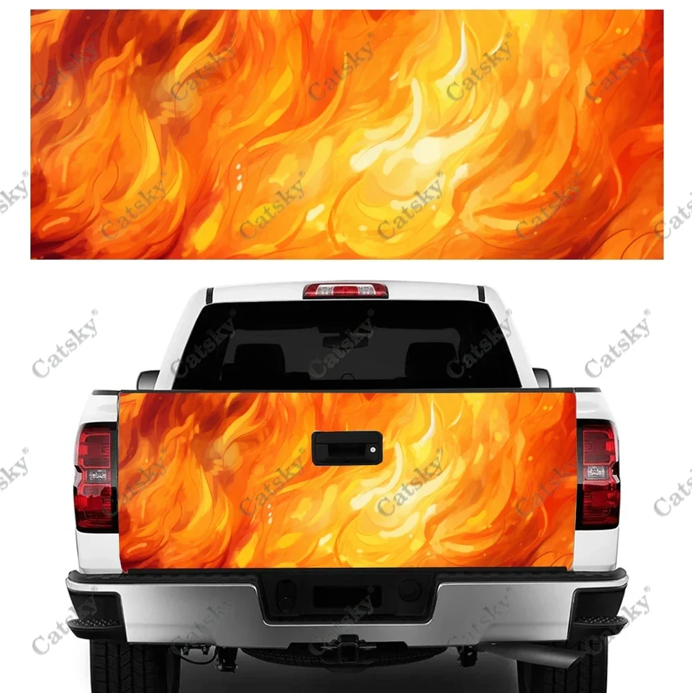 

Fire Flames Are Burning Truck Tailgate Wrap Professional Grade Material Universal Fit for Full Size Trucks Weatherproof