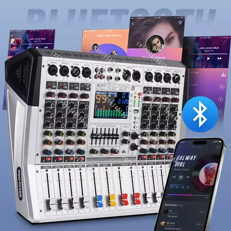 Professional Mixer with Integrated Amplifier High-power Home Stage Performance Reverberation Bluetooth USB Audio Set