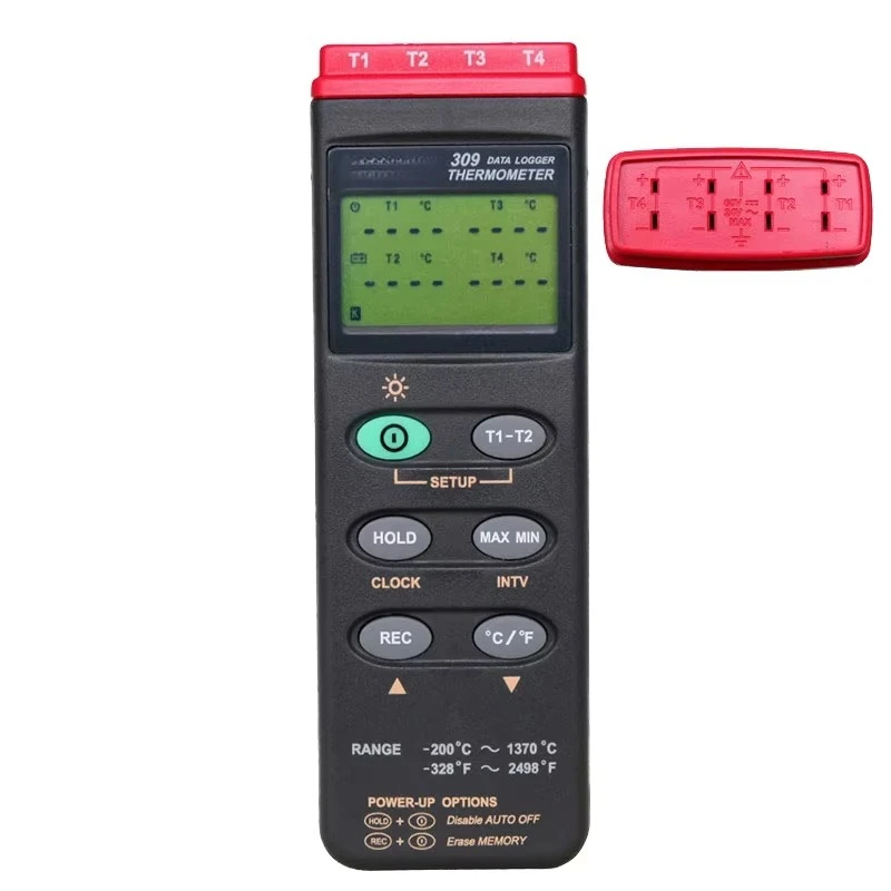 CENTER-309 Portable Plastic Digital Thermometer K Type Four Channels Data Logger PC Interface OEM