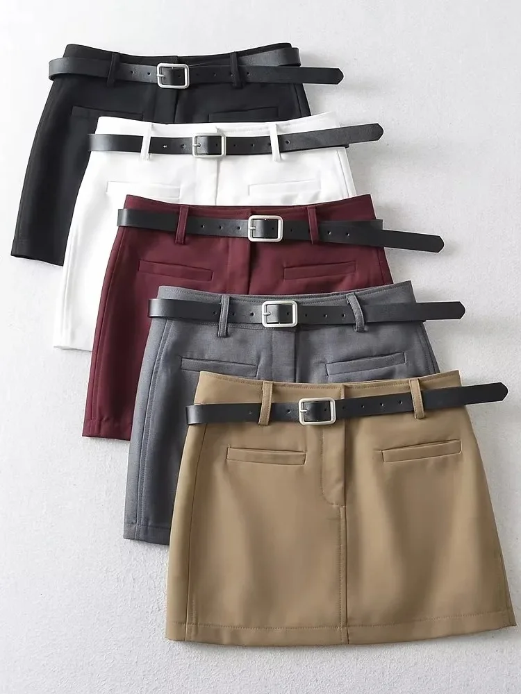 American Slim Versatile A-line Wrap Buttocks Short Skirt Women's Summer Design Sense Niche Double Pocket Half Body Skirt C751