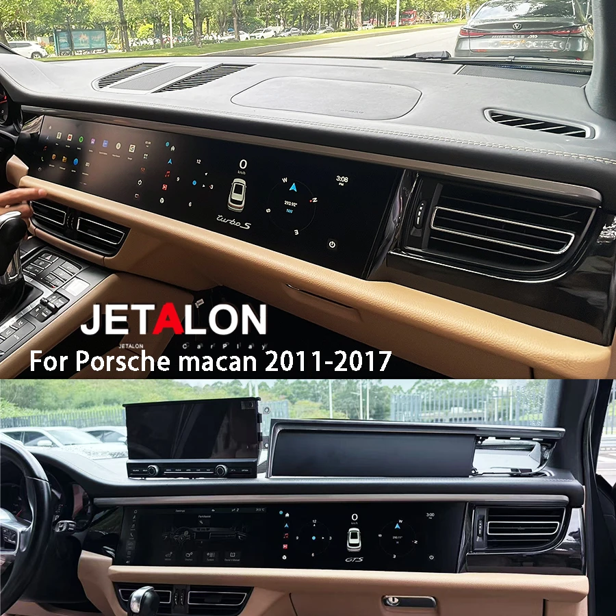 

12,3 + 12,3-дюймовый двойной экран для Porsche Macan 2011-2017 Android 14 Автомобильный GPS Мультимедийный видеоплеер Радио HU 4G WIFI Carplay 256 ГБ