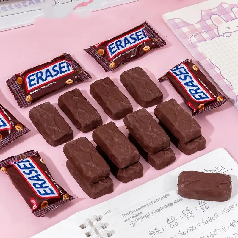 Creative Simulation Chocolate Shaped Rubber Eraser Cute Cartoon Erasers Student School Office Stationery Prize Kids Gifts