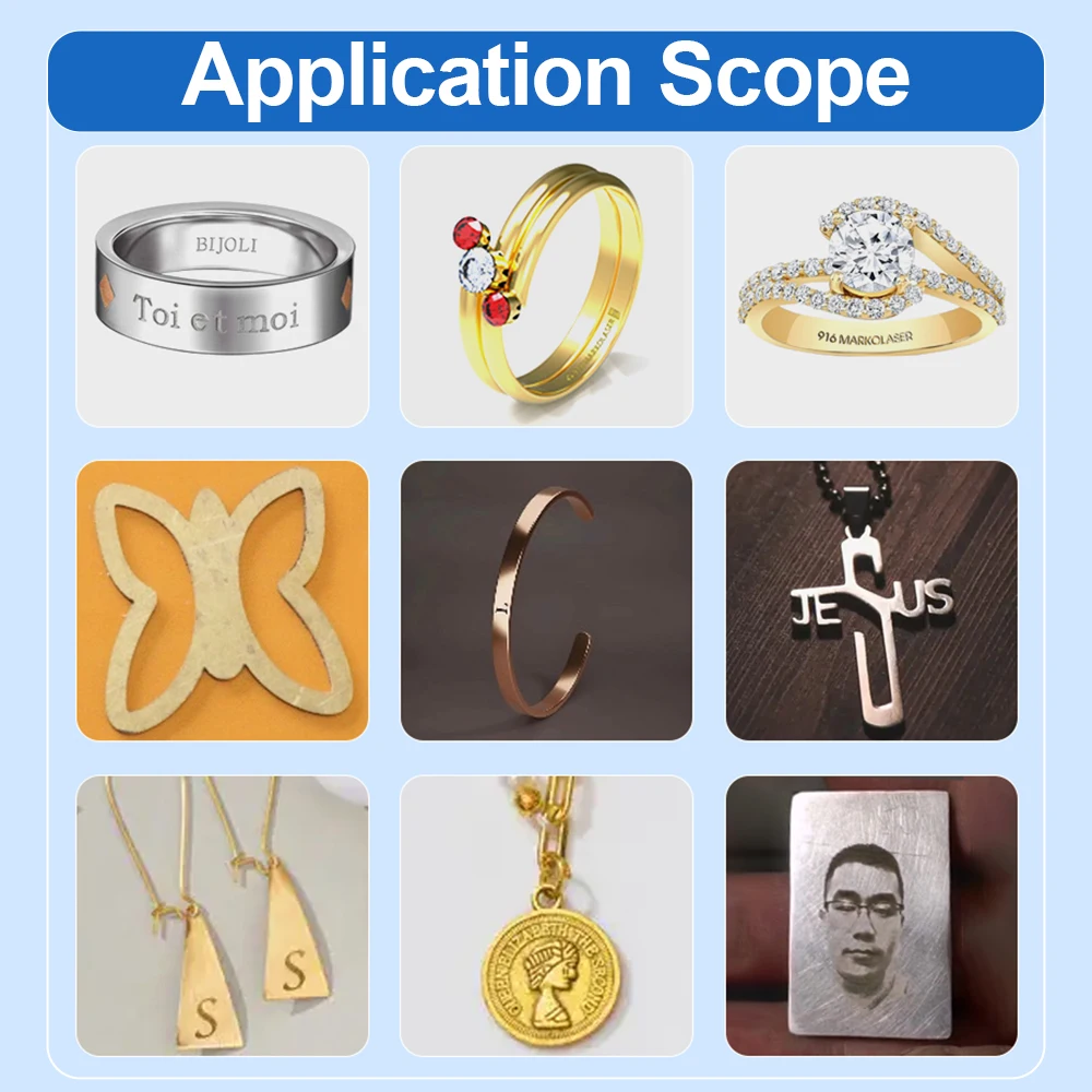 20Wファイバーレーザーマーキングマシン、ジュエリーレーザーマーキングマシン、DIYアルミ金属用