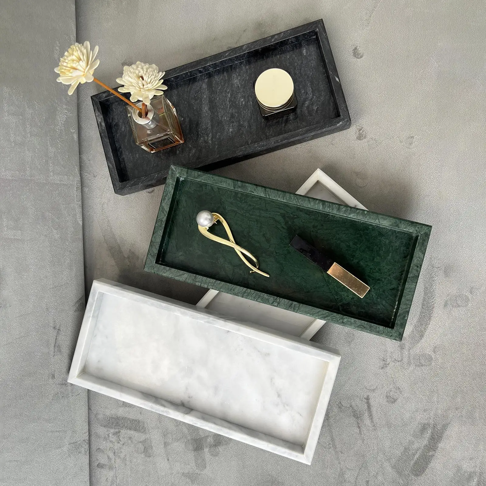 

Декоративный мраморный поднос-органайзер для столешницы, роскошные аксессуары для ванной комнаты для экономии места и хранения