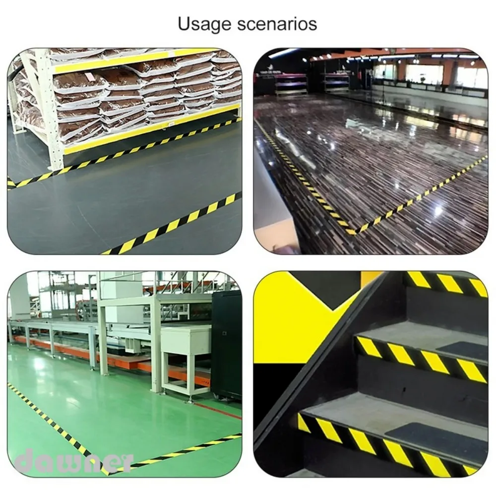 48mm X 33m Black and Yellow Duplex Safety Warning Tape Floor Safety Warning Tape PVC Thickened Wear-resistant Floor Tape