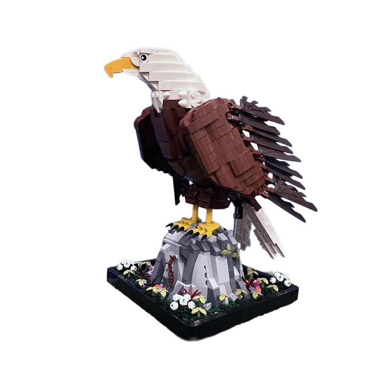M‌OC Bald Eagle Animal Building Blocks Set 1472PCS Creative Construction Wildlife Model Brick Toy Holiday Gift for Adults Teens