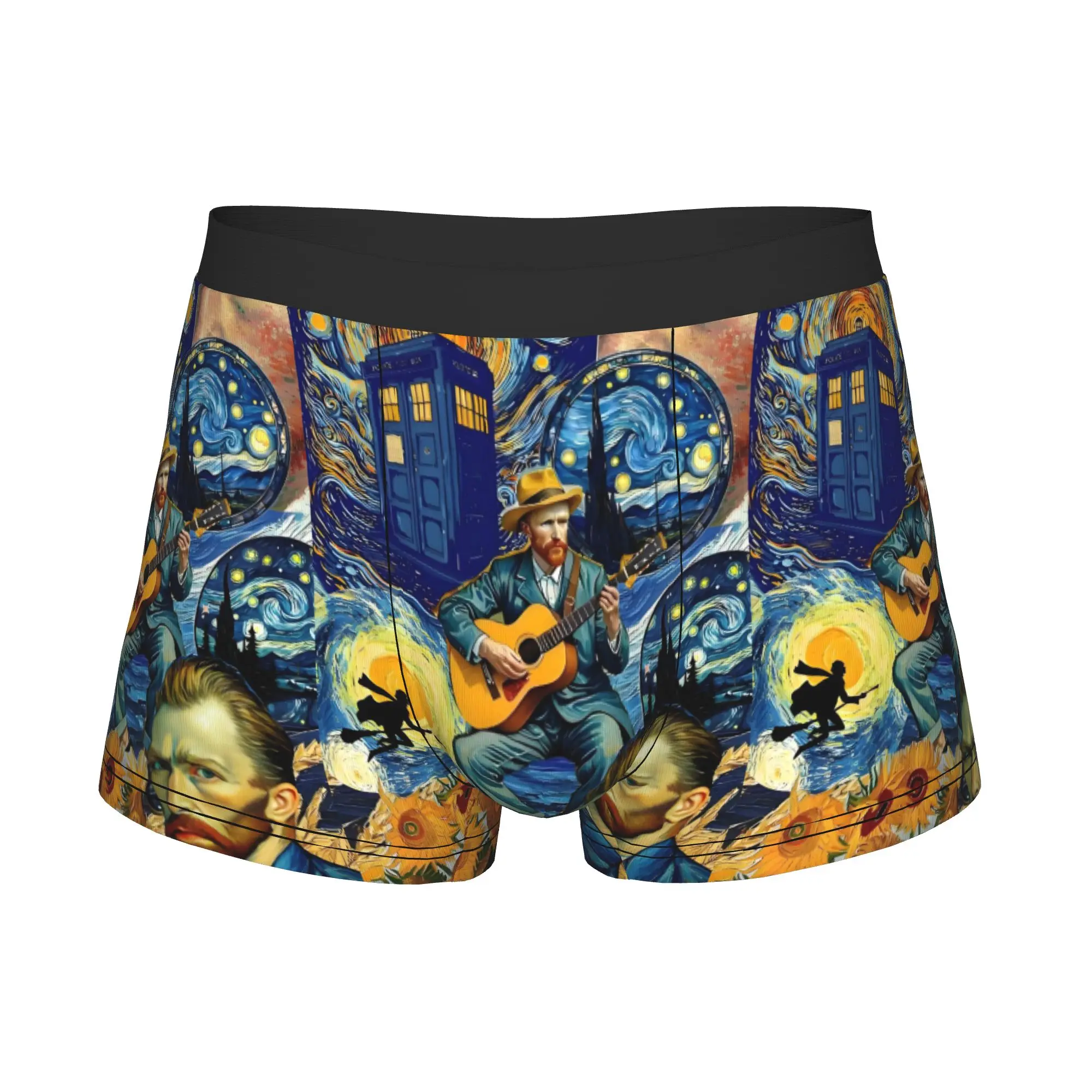 Vincent Van Gogh Painting Collage Underwear Male Printed Sunflower Starry Night Boxer Briefs Shorts Panties Soft Underpants