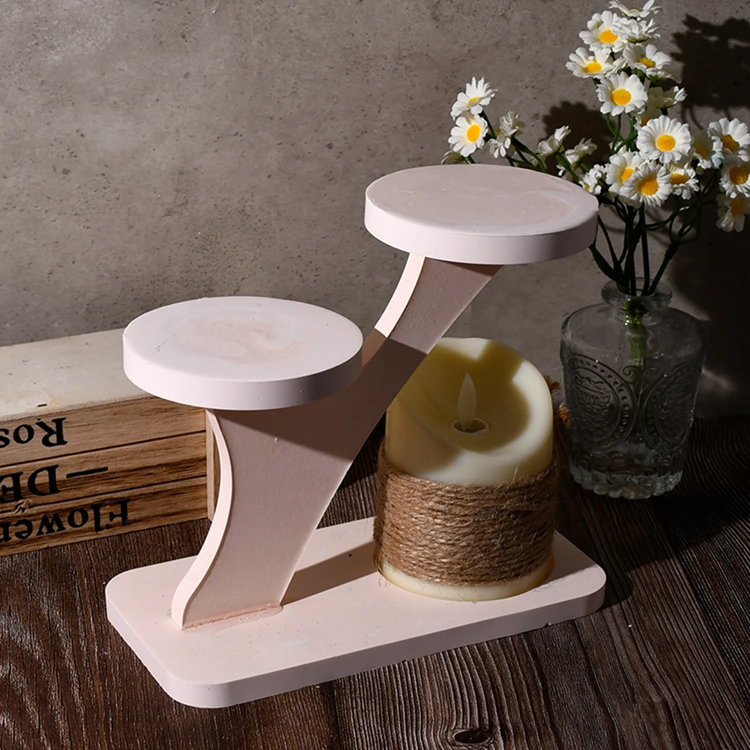 DIY epoxy resin mold candlestick holder splicing ornament silicone mold plaster candle lamp stand display view 2