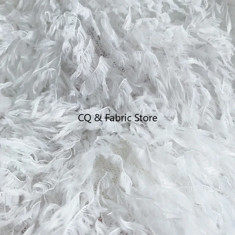Feather Tassel Fabric By The Yard: Colorful Polyester Dress Fabric, Stage Performance Material