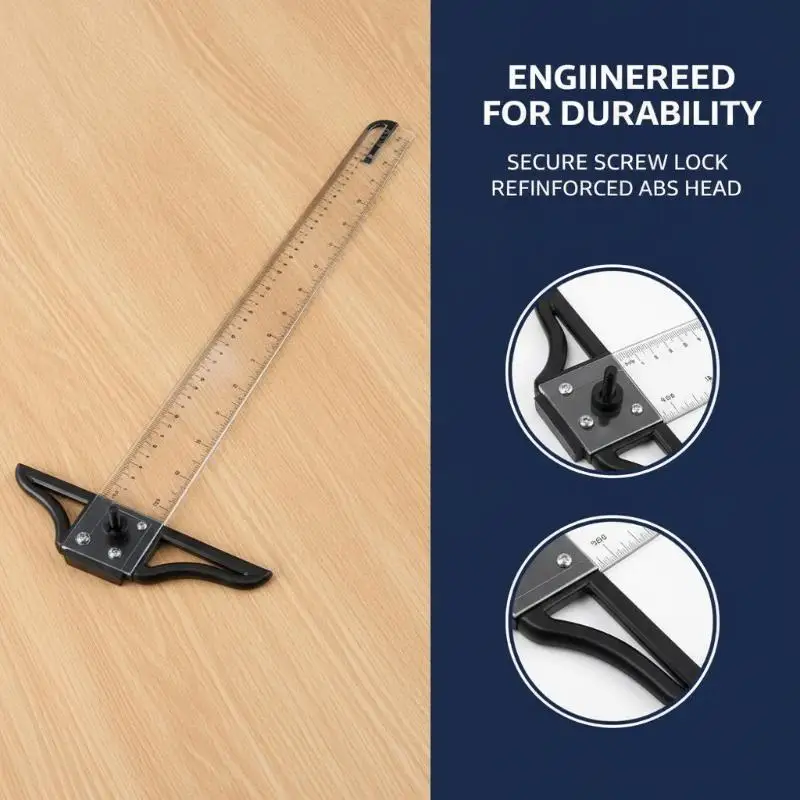T Square Ruler Portable Removable Plastic Drafting Tool 45-80cm for Professional Drafting Engineering Design School Class Use