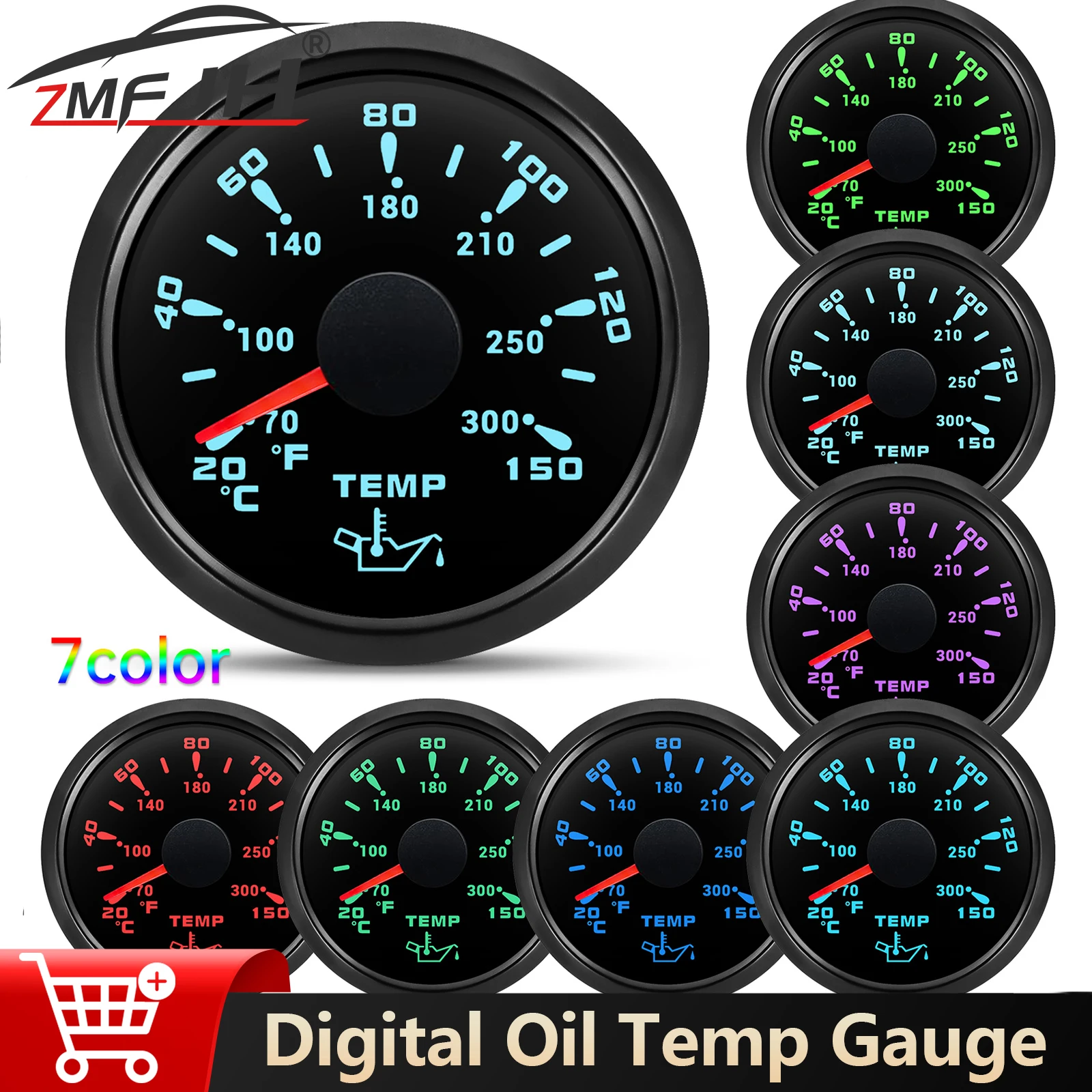 

Датчик температуры масла 52 мм 20-150 ° C/70-300 ° F измеритель температуры цифровой 7-цветный индикатор температуры масла с подсветкой для морской лодки автомобиля 12 В 24 В