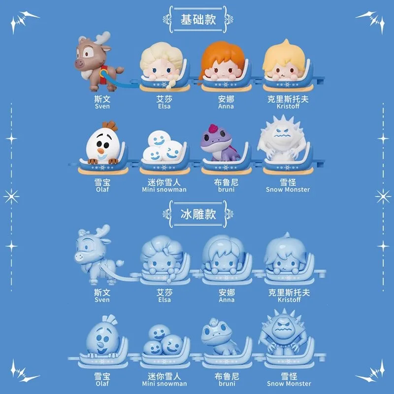MORSTORM Original Anime Frozen Sled Anime Anna Elsa Olaf Sven Frozen Action Figures Model Doll Collectible Figurines Model Toys