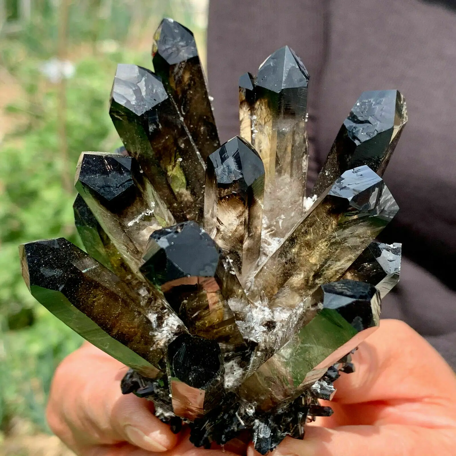 Beautiful Natural Black Smoky Quartz Crystal Cluster Mineral Healing Spirit Energy Home Office Aquarium Decoration Gift