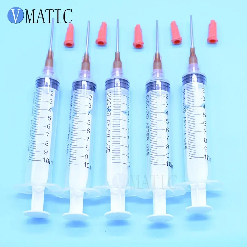 Free Shipping Transparent Liquid Dispenser Solder Paste Adhesive Glue Syringe 10cc 10ml With Cap Stopper + 15G 1 Inch Needle