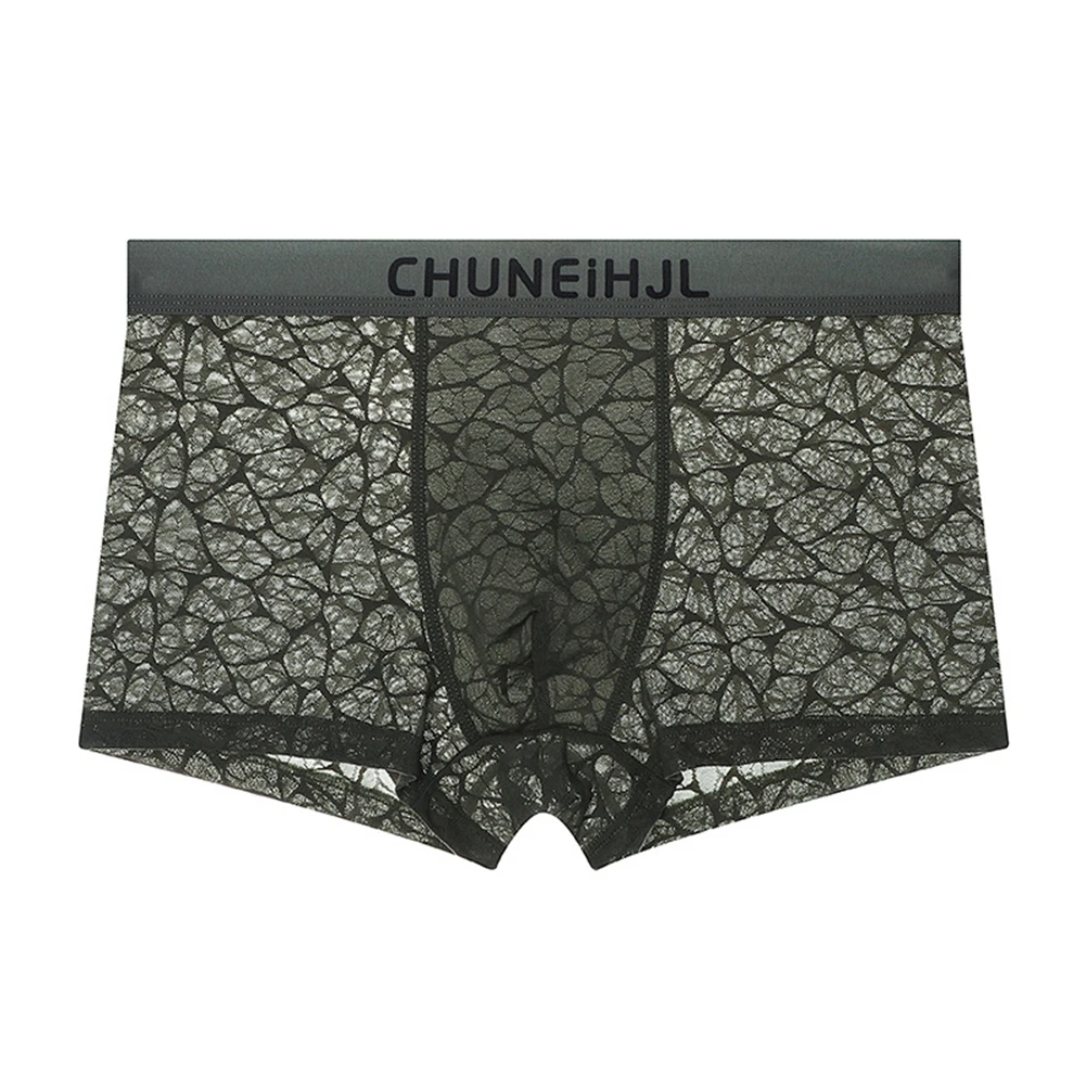 

Men Texture Mesh Boxer Shorts Stretch Underpants Breathable Bikini Elastic Briefs Cool Panties Trunks Men's Lingerie Underwear