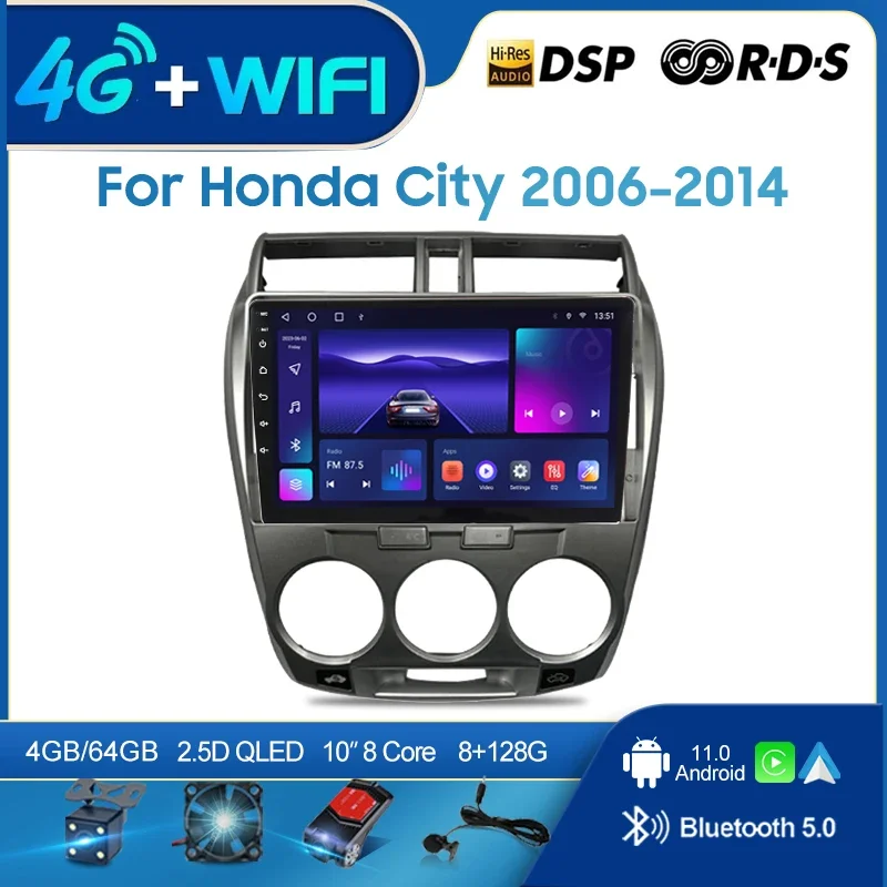 

QSZN For HONDA CITY 2006-2014 LHD 2 din Android 12.0 Car Radio Multimedia Video Player GPS Navigation 4G Carplay Head unit