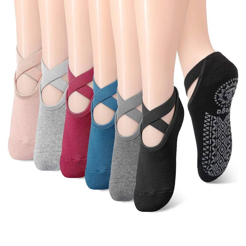 

Women's Bandage Yoga Socks Pilates Ballet Cotton Socks Non-Slip Women's Sports Socks Gym Exercise Slippers Running Grip Socks