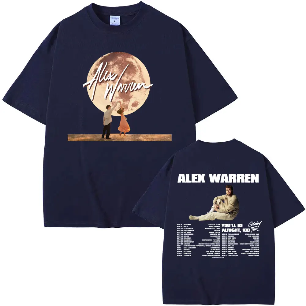 Alex Warren Global Tour 2025 T Shirts You'll Be Alright Kid World Tour T-shirts Men's Hip Hop Harajuku Streetwear Cotton T-shirt