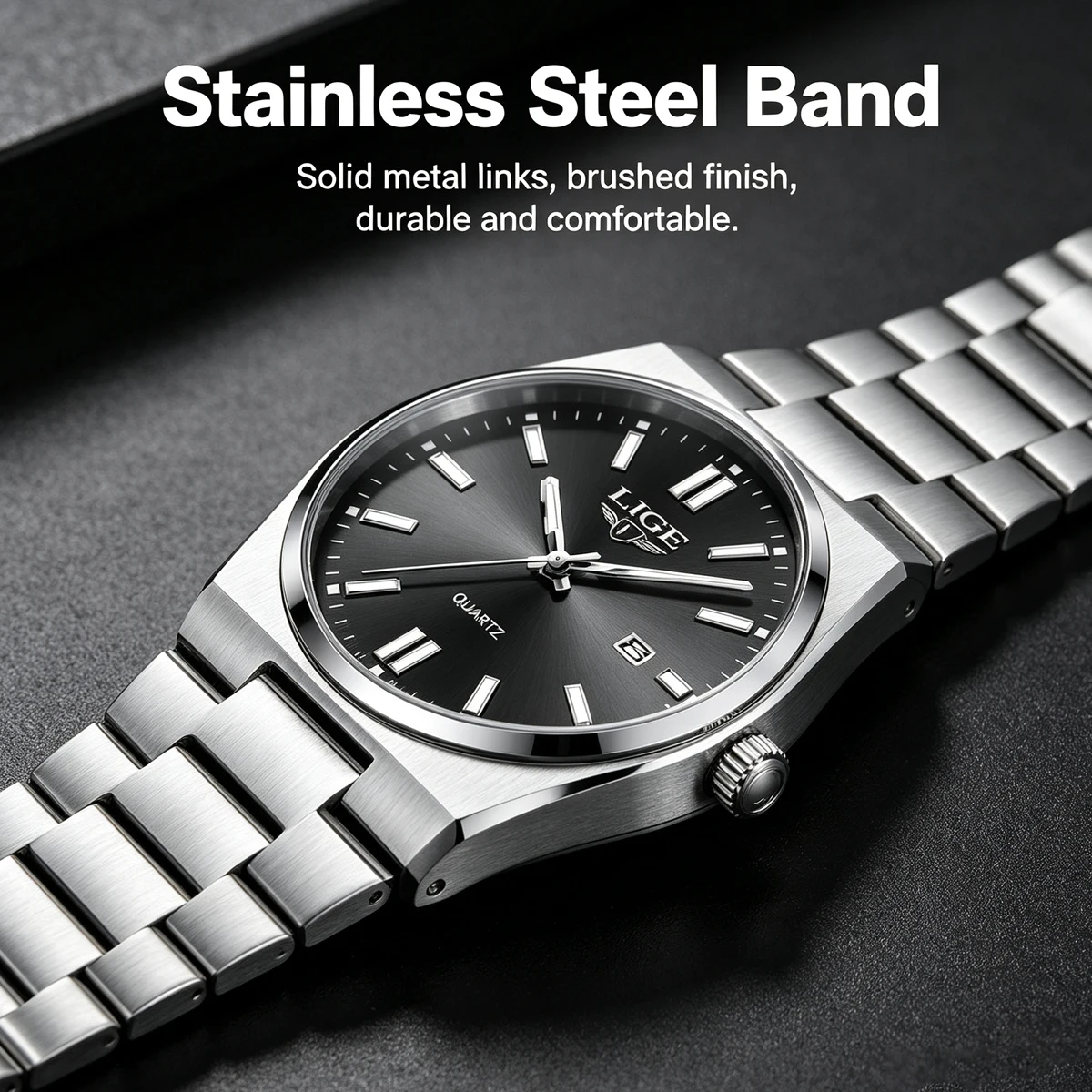 Neue 2026 LIGE Klassische Schlichte Herrenuhr Quarz Edelstahlarmband Ultra-Dünne Casual Wasserdichte Uhr Herren-Geschenk Reloj+Box