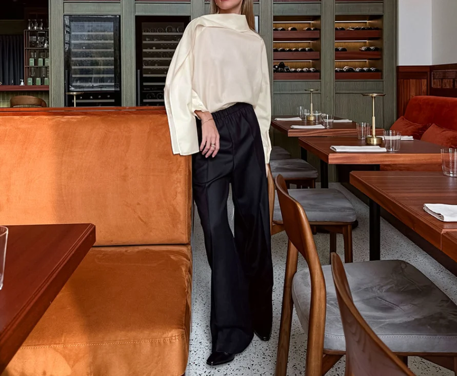 

French design ribbon embellished apricot long sleeved shirt suitable for high-end and slim fitting women's commuting tops