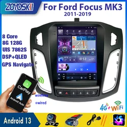 Car Android для Ford Focus MK3 Radio Carplay Multimedia Tesla Ekran GPS Nawigacja Odtwarzacz wideo 4G WIFI Mk 3 Salon 2012-2018