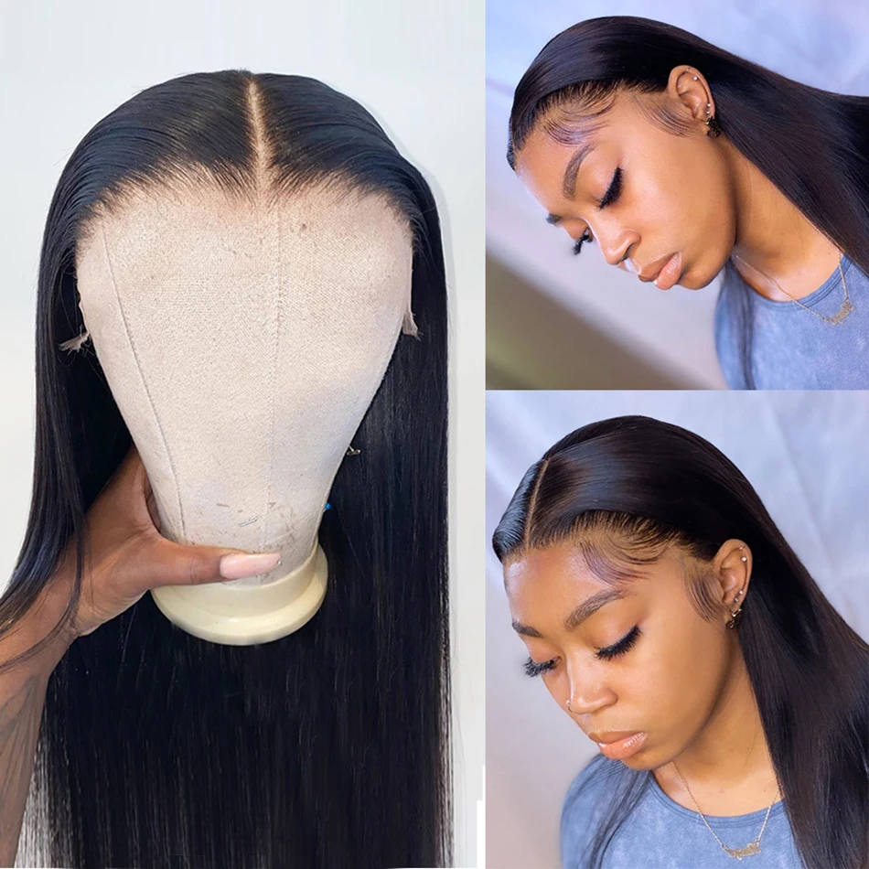 13x6 HD Transparent Straight Glueless Wig Lace Frontal Human Hair Wig 13x4 Lace Front Wig Brazilian Hair PrePlucked For Women