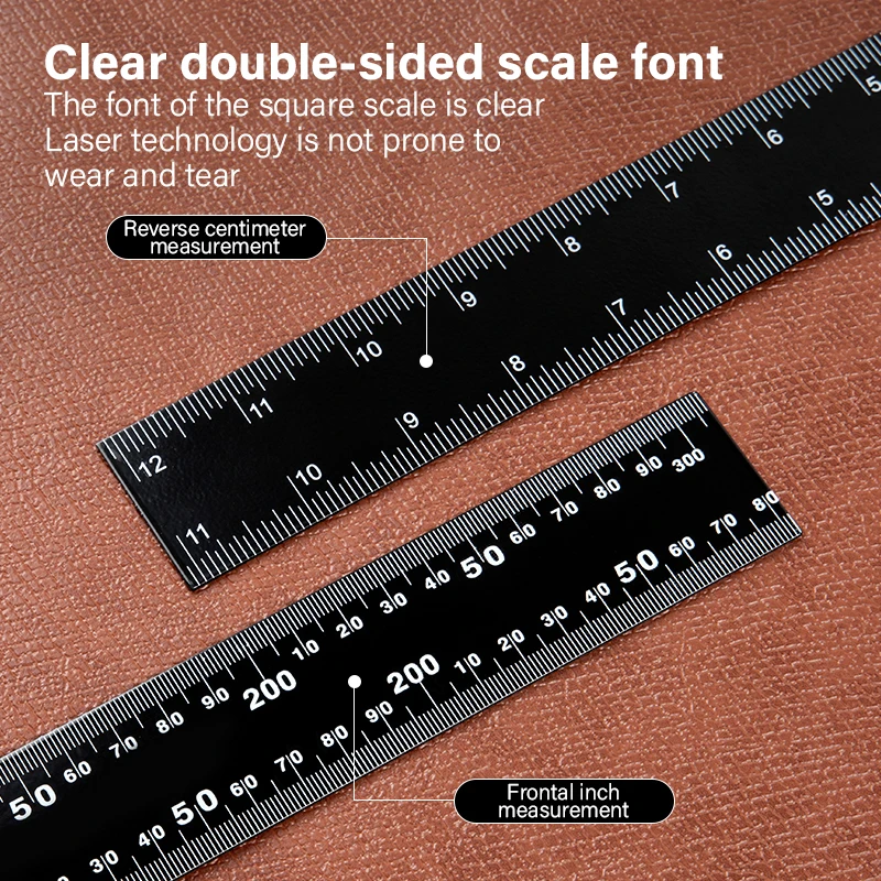 WUTA Leather Cutting Ruler Wide Metal Square Angle Measuring Steel   L-Shaped Ruler Scale 300X200mm for Building Framing Gauges view 3