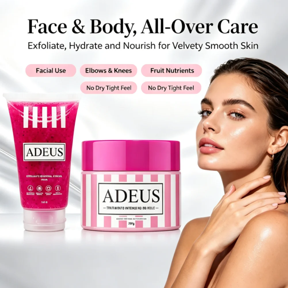 Adeus Dragon Fruit Face Body Exfoliating Scrub Deep Cleansing of Pores Dead Skin Remover Hydrating Brightening for Rough Skin