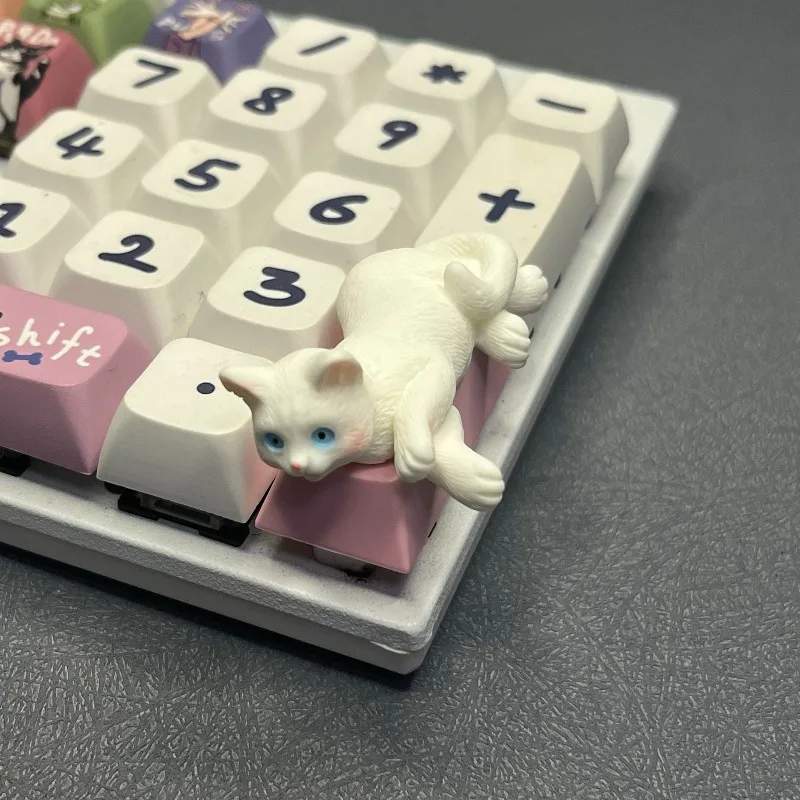 Cute CAT Diy Key Cap Creative Stretching Blue Eyes Cat Keycap Backspace Key Enter Key Cat Keycap