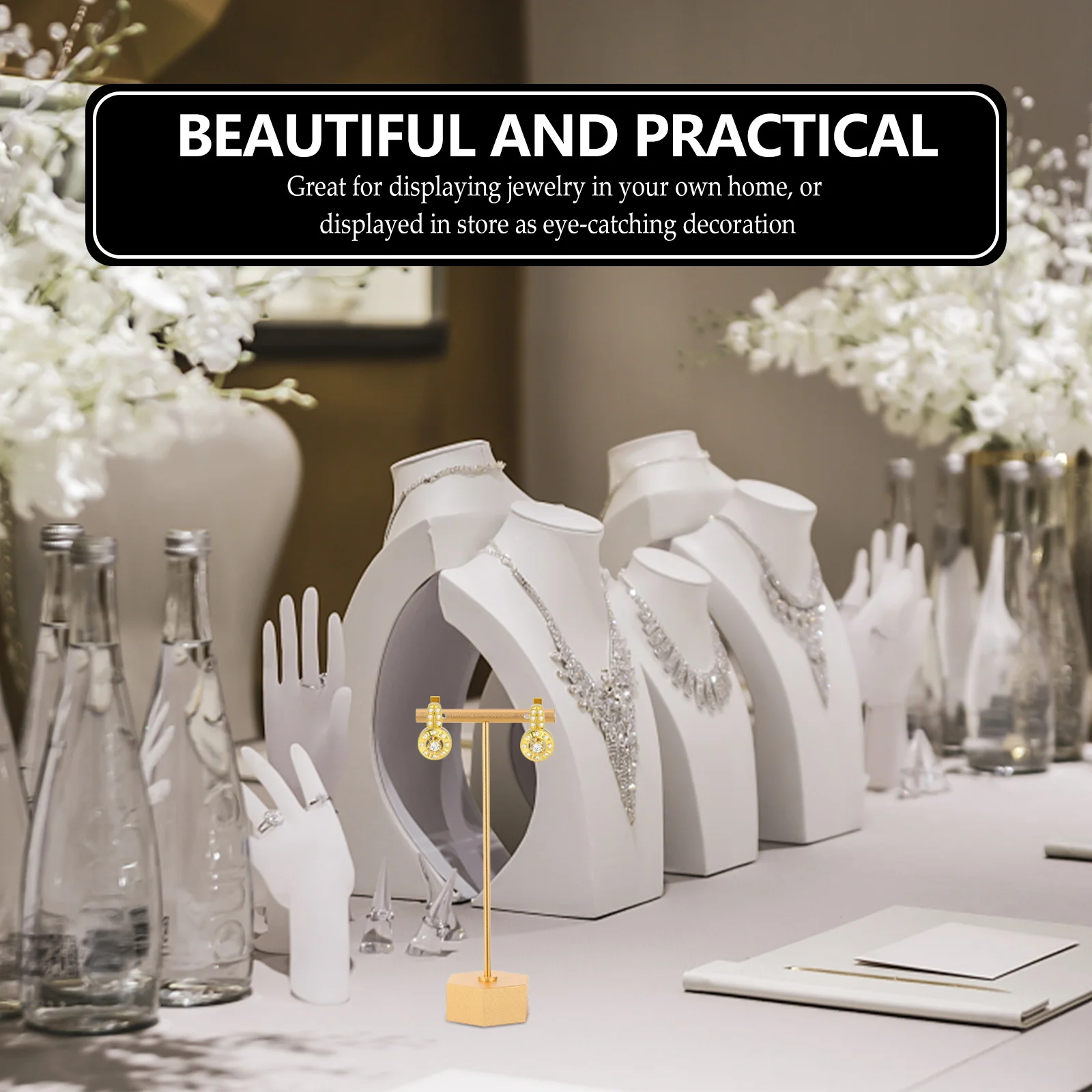 

1pc Metal Necklace Display Stand High-Quality Pure Metal For Bracelets Watches Storage T-Bar Pendant Rack Earrings Display Shelf
