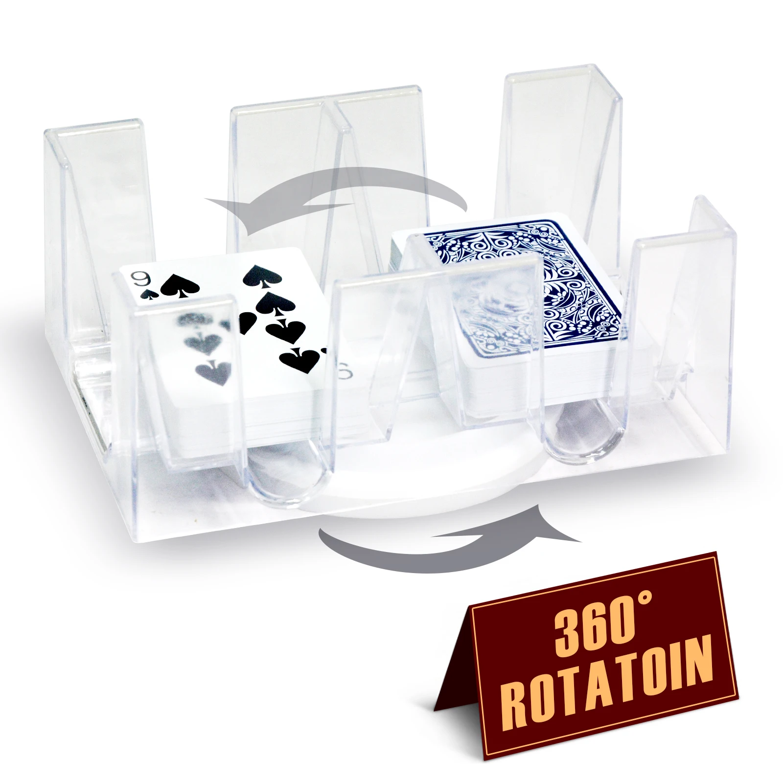 

Canasta Card Holder 6 Deck Plastic Revolving Card Game Holder Playing Cards Tray Rotating 360° Organizes Multiple Decks