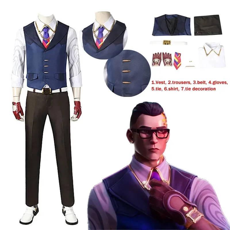 

VALORANT Chamber Cosplay Suit Game Chamber Vest Pants Neckdie Glove Men's Women Outfits Halloween Carnival Suit Suit Suit