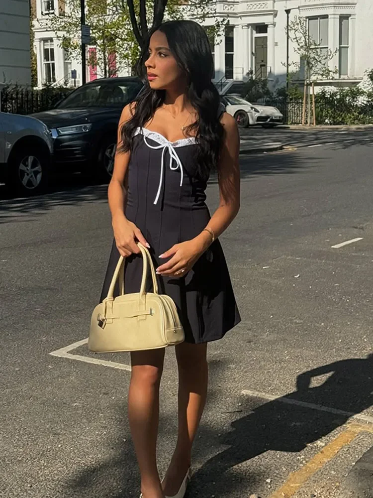 

2025 Sexy Party Dresses Women's Elegant Sleeveless V-neck High Waist Midi Dress Shiny Bead Embroidered Ruffles Sling Robe Female