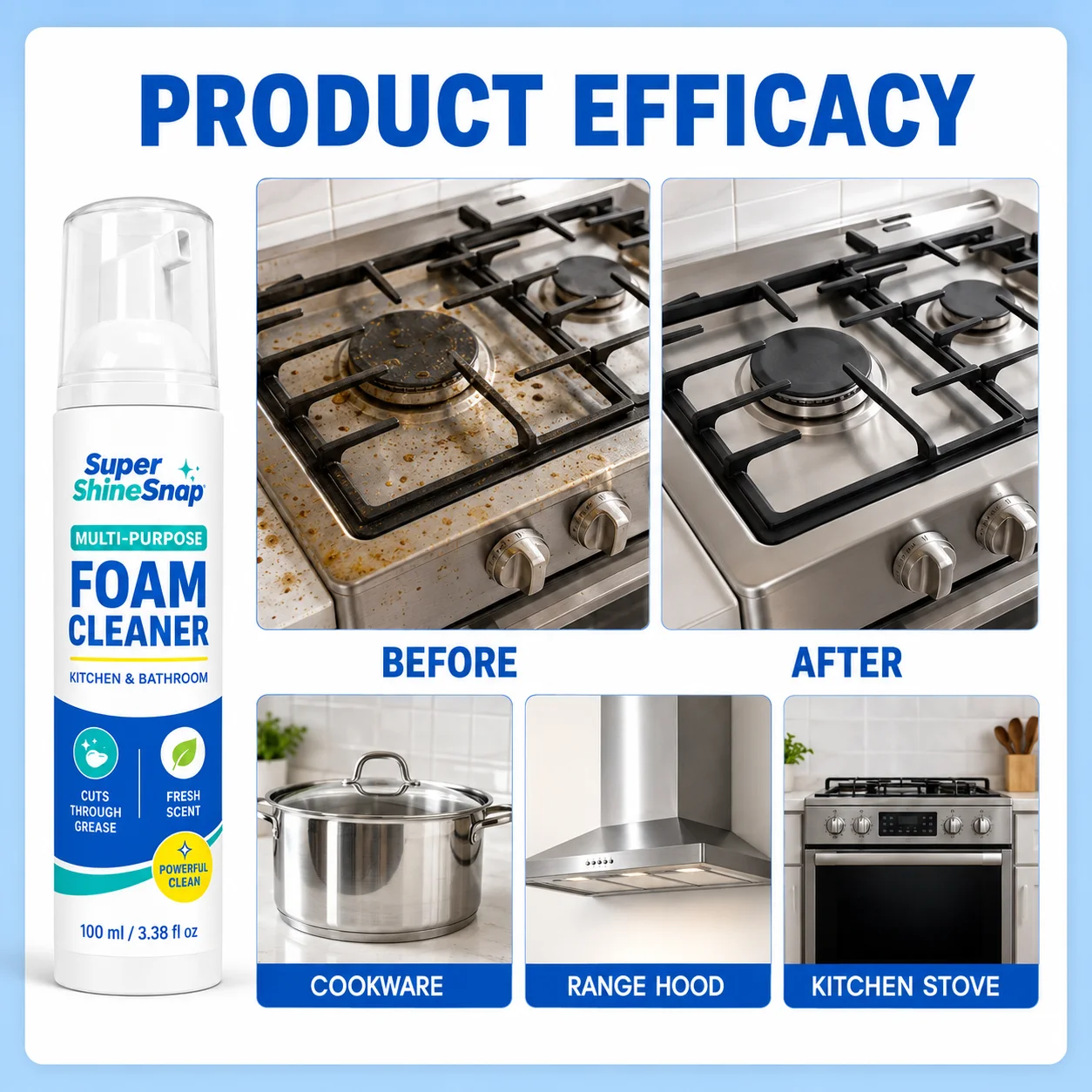 Multi-Purpose Cleaner- Effective Multi-Purpose Cleaner with Spray Nozzle Spray & Towel for Kitchen, Household, Oven, Stove, Range Hood, Sink