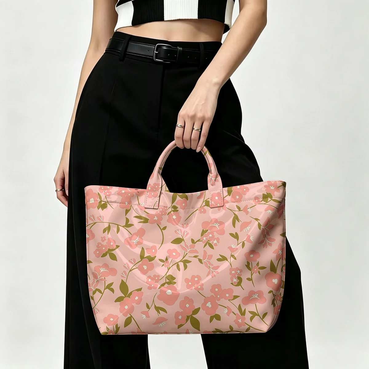 Willow Cherry Vine PVC Tote Bag Waterproof Transparent Jelly Bag Beach Bag Tote Pouch Bow Handbags Storage Bag