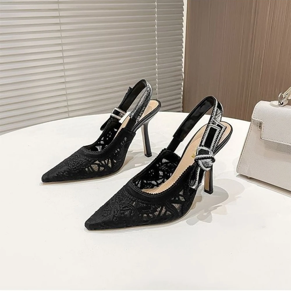 Genuine Leather High Heel Sandals Fabric Embroidery White Sandals Women 2026 Sexy Wedding Shoes Party Single Shoes view 3